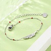 304 Stainless Steel Feather Link Bracelets for Women BJEW-A036-17P-3
