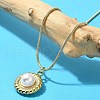 Shell Pearl Pendant Necklace with Ion Plating(IP) 304 Stainless Steel Chains NJEW-K255-19G-1
