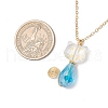 Glass Cat Shaped Pendant Brass Cable Chain Necklaces for Women NJEW-JN05274-3