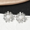 Brass ABS Imitation Pearl Stud Earrings EJEW-M082-06P-4