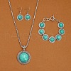 Alloy with Synthetic Turquoise Pendant Necklaces & Link Bracelets & Dangle Earring Sets WGBFEA3-03-1