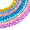  7 Strands 7 Colors Baking Painted Transparent Crackle Glass Bead Strands DGLA-TA0001-02-2