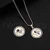 Rotatable Alloy White Enamel Pendant 316 Surgical Stainless Steel Chain Necklaces for Men FS-WG50373-03-1