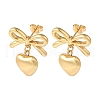 Bowknot & Heart Ion Plating(IP) 304 Stainless Steel Stud Earrings for Women EJEW-L287-014G-1