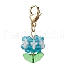 Flower Glass Pendant Decorations HJEW-MZ00218-03-2
