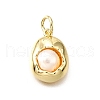 Brass Pave Natural Pearl Oval Charms KK-V011-45A-G-1