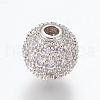 Brass Micro Pave Cubic Zirconia Beads ZIRC-E134-8mm-04P-1