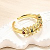 Brass Micro Pave Cubic Zirconia Cuff Rings for Women RJEW-H247-04G-2