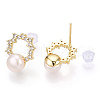 Natural Pearl Ring Stud Earrings PEAR-N020-06P-1