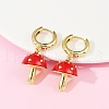 Mushroom Brass Enamel Hoop Earrings EJEW-Z115-07G-2