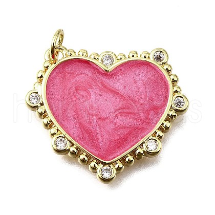 Brass Micro Pave Cubic Zirconia Enamel Pendants KK-V011-22G-B-1