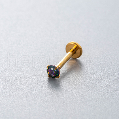 G23 Titanium Alloy Cubic Zirconia 17 Gauge Flat Round Threadless Labrets WG94BD7-45-1