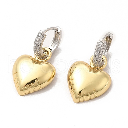 Heart Rack Plating Brass Micro Pave Cubic Zirconia Hoop Earring EJEW-C057-02G-1
