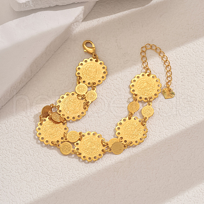 Brass Coin Link Bracelets for Women KS5406-1