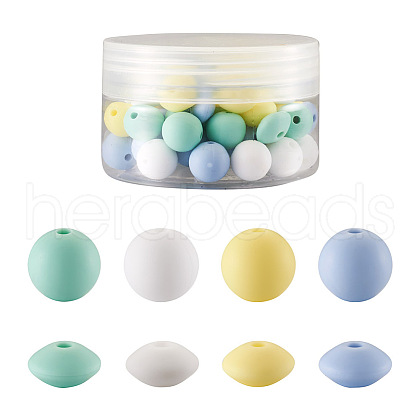 80Pcs 8 Style Food Grade Eco-Friendly Silicone Beads SIL-TA0001-03-1