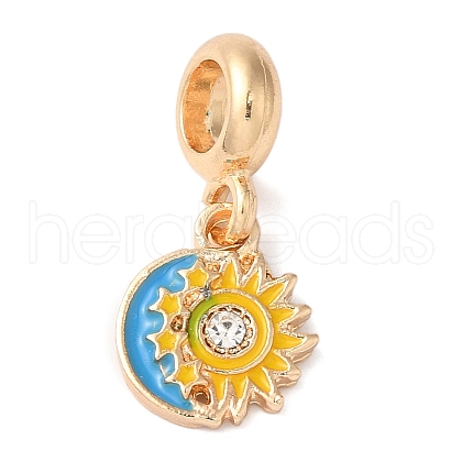 Rack Plating Alloy Crystal Rhinestone European Dangle Charms PALLOY-S189-14G-1