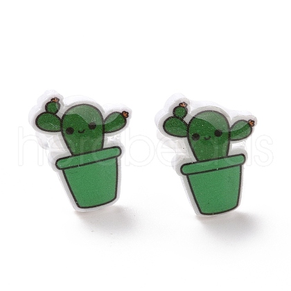 Acrylic Cute Plants Stud Earrings with Plastic Pins for Women EJEW-F293-01B-1