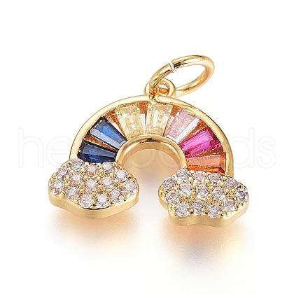 Brass Micro Pave Cubic Zirconia Pendants X-ZIRC-G166-26G-1