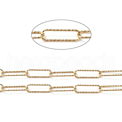 Soldered Textured Brass Paperclip Chains CHC-G005-21G-1