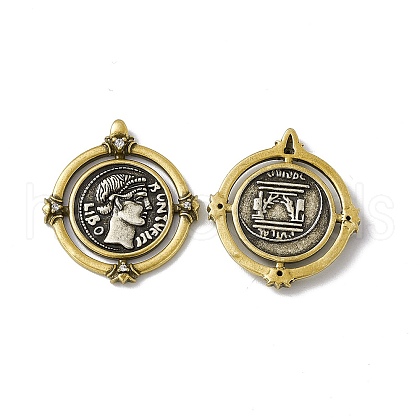 Rack Plating Brass Micro Pave Clear Cubic Zirconia Pendants KK-I696-06-1