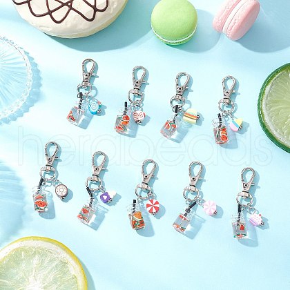 Handmade Polymer Clay & Glass Drink Pendant Decorations HJEW-JM03340-1