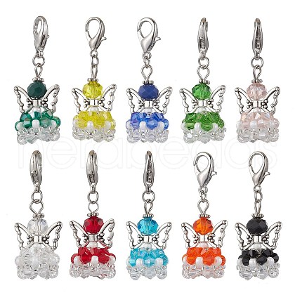 Angel Glass Pendant Decorations HJEW-MZ00215-1