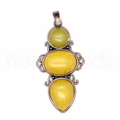 Retro Natural Topaz Jade Pendants PW-WG7292F-18-1
