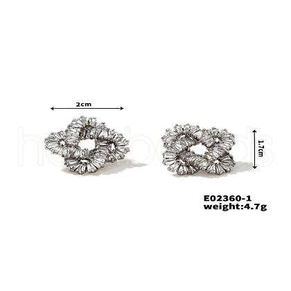 Geometric Brass Clear Cubic Zirconia Stud Earrings FY3551-1-1