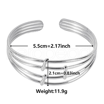 Non-Tarnish European and American Style Hollow 304 Stainless Steel Cuff Bangles for Women CB8874-1-1