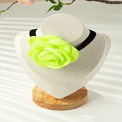 3D Flower Polyester Fiber Black Velvet Cord Choker Necklaces FS-WG3FF9D-11-1