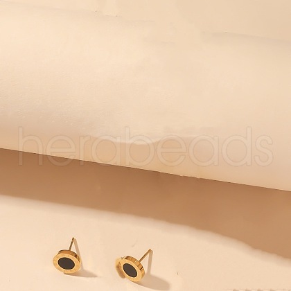 Flat Round 304 Stainless Steel Stud Earrings FS-WGD711C-04-1