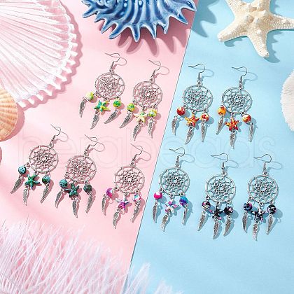 5Pairs 5 Colors Alloy & Synthetic Turquoise Chandelier Earrings EJEW-JE06339-02-1