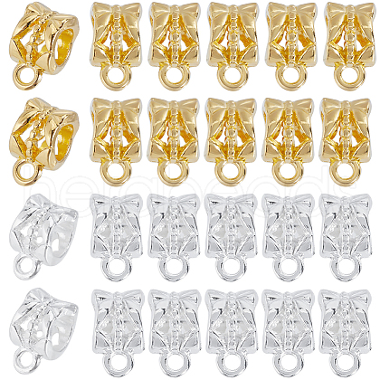 SOFPLATE 160Pcs 2 Colors Tibetan Style Alloy Tube Bails FIND-SP0001-77-1