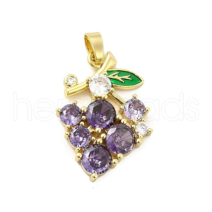 Brass Micro Pave Clear Cubic Zirconia Pendants KK-I695-073G-1
