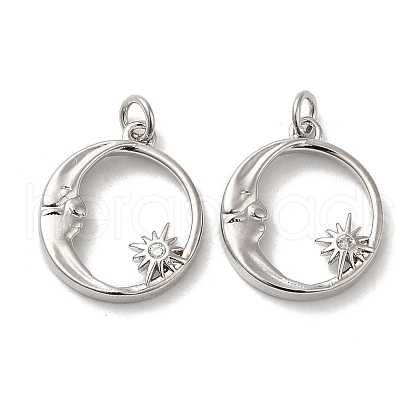 Rack Plating Brass Micro Pave Clear Cubic Zirconia Charms KK-F863-15P-1