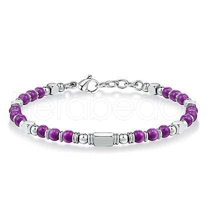 Adjustable 304 Stainless Steel Gemstone Beaded Bracelets FS-WG23DE2-01-1