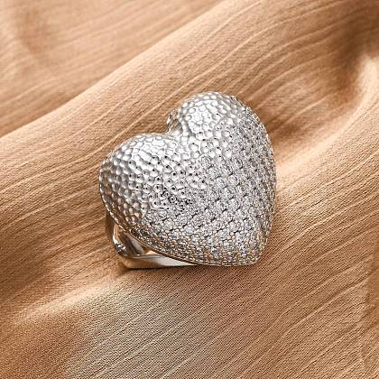 Brass Micro Pave Cubic Zirconia Adjustable Open Cuff Rings for Women RJEW-A072-02P-1