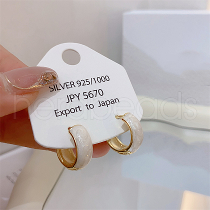 Brass Enamel Hoop Earrings EJEW-P308-04G-1