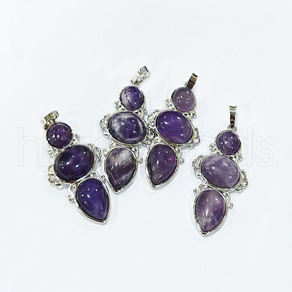 Natural Amethyst Pendants G-Q158-04A-1
