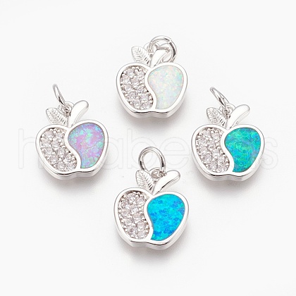 Brass Micro Pave Cubic Zirconia Pendants KK-O107-24P-1