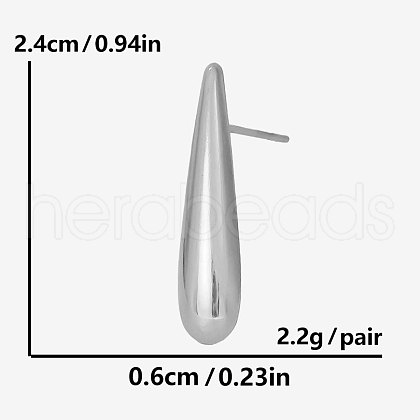 Stylish 304 Stainless Steel Teardrop Stud Earrings WI0157-1-1