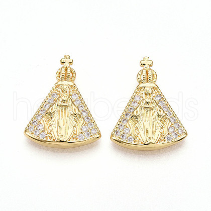 Brass Micro Pave Clear Cubic Zirconia Pendants KK-M300-12G-02-1