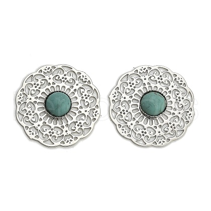 Brass Synthetic Turquoise Cabochons KK-Z088-06P-1