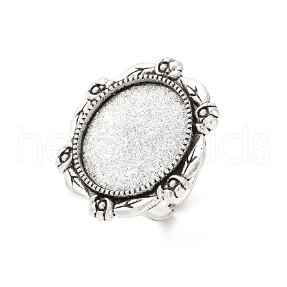 Adjustable Iron Flower Finger Ring Components Alloy Cabochon Bezel Settings PALLOY-Q300-15AS-NR-1