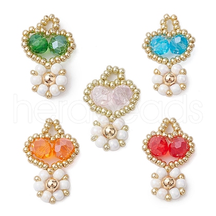 Seed Beads Beaded Charms PALLOY-MZ00312-1