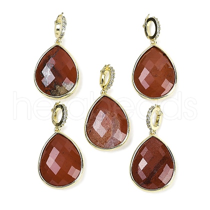 Natural Red Jasper Faceted Teardrop Pendants G-B126-04G-03-1