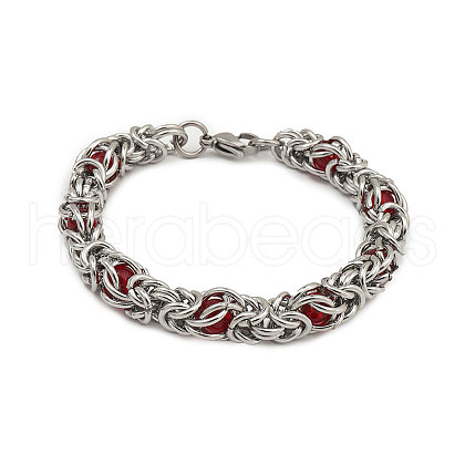 201 Stainless Steel Rope Chain Bracelets BJEW-R313-08A-P-1