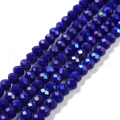 Electroplate Opaque Solid Color Glass Beads Strands EGLA-A034-P8mm-L12-1