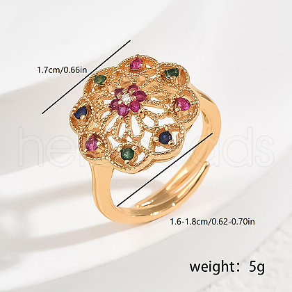 Elegant Adjustable Brass Micro Pave Cubic Zirconia Finger Rings for Women DH1507-1-1