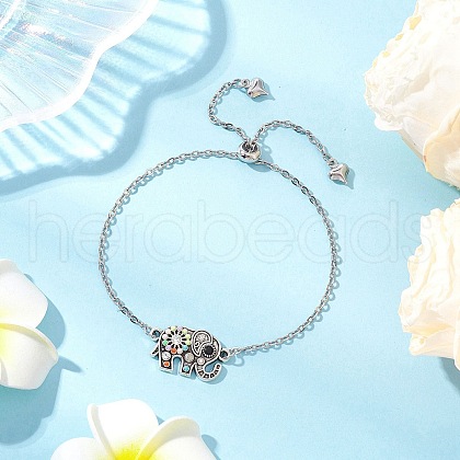 Elephant Link & Charm Bracelets BJEW-JB11702-01-1